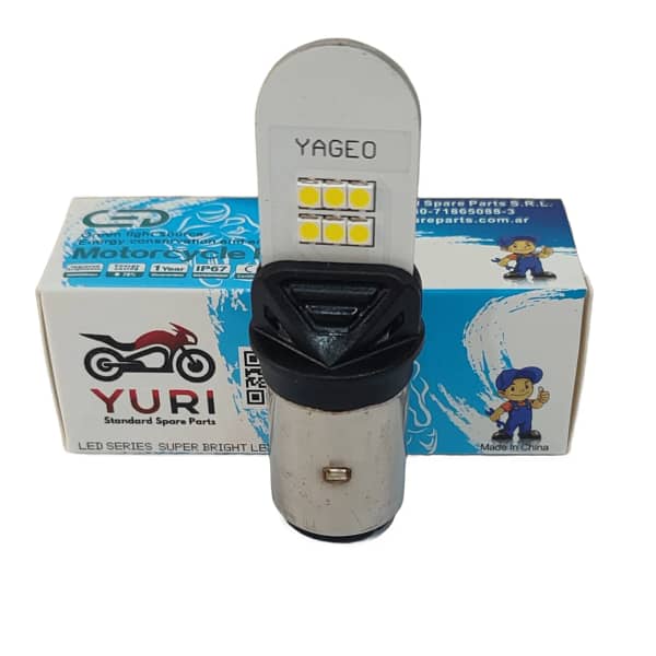 Lámpara LED para Moto YURI BA20D 6W 600 Lúmenes | Luz Blanca Fría DC 12V - Imagen 2
