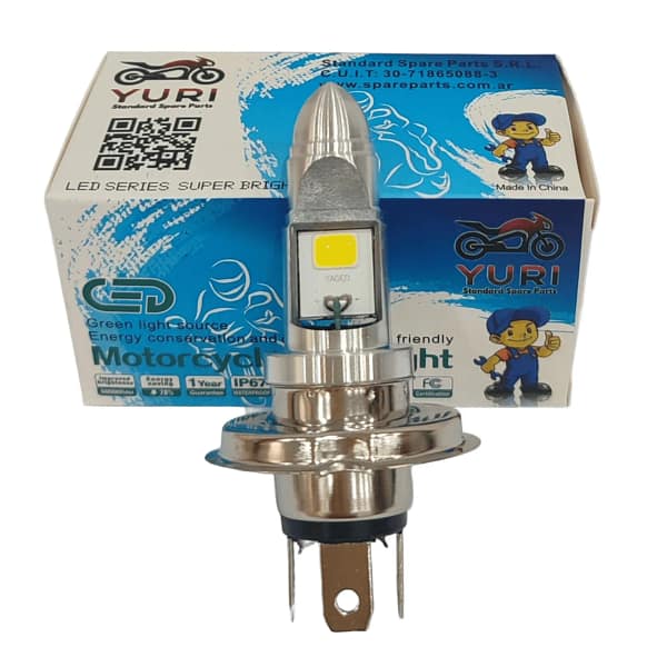Lámpara LED para Moto YURI H4 12W 1500 Lúmenes | Luz Blanca Fría AC/DC 8-80V - Imagen 2